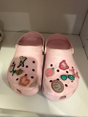 CROCS Kids Light Pink Clogs with Decorative Jibbitz